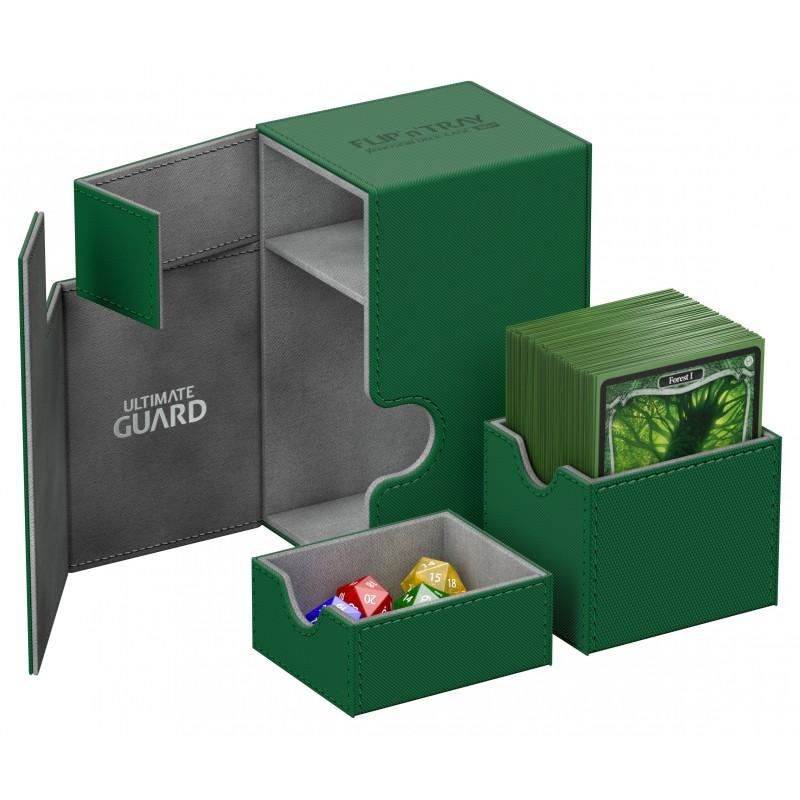 Ultimate Guard Flip n Tray Deck Case 100+ Standard Size XenoSkin Green Deck Box