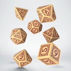 Q-Workshop Viking Beige & burgundy Dice Set (7)