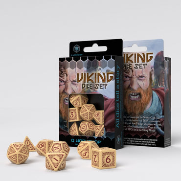 Q-Workshop Viking Beige & burgundy Dice Set (7)