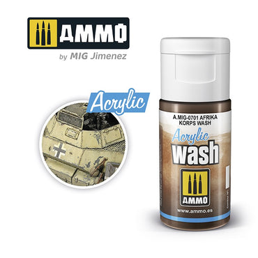 Ammo by MIG Acrylic Washes: Afrika Korps Wash 15ml