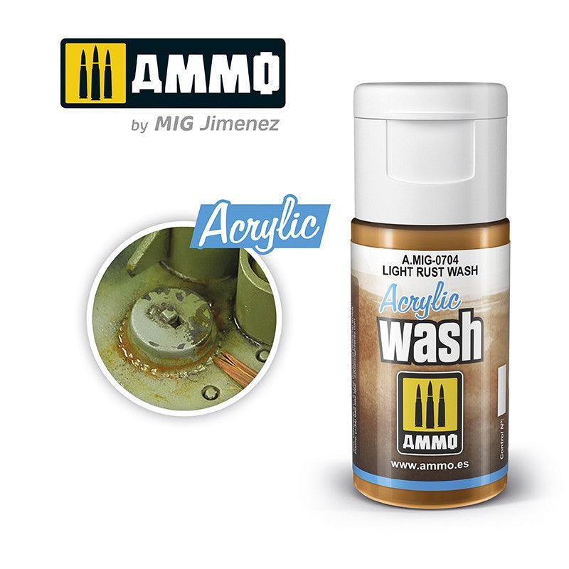 Ammo by MIG Acrylic Washes: Light Rust Wash 15ml