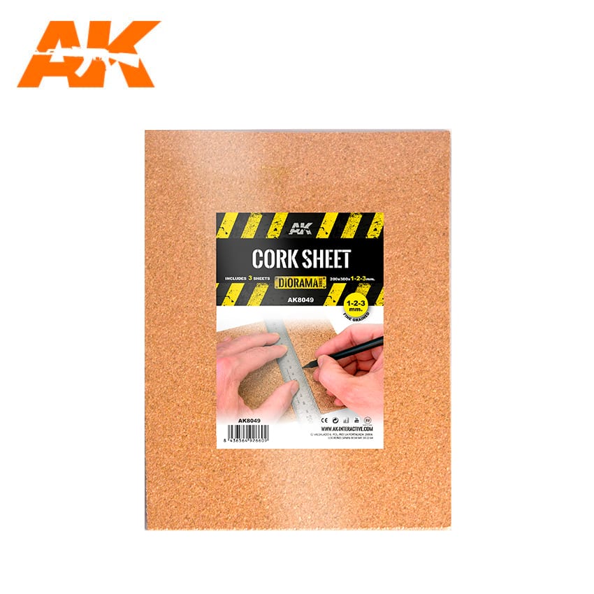 AK Interactive Building Materials - Cork Sheets Fine Grained 200x300x1-2-3mm