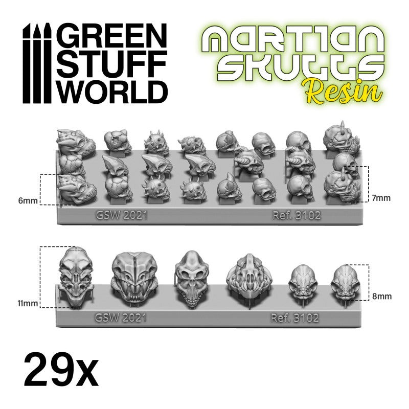 ALIEN Skulls Resin Set x29 - Green Stuff World