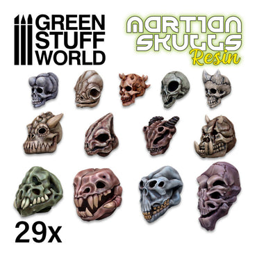 ALIEN Skulls Resin Set x29 - Green Stuff World