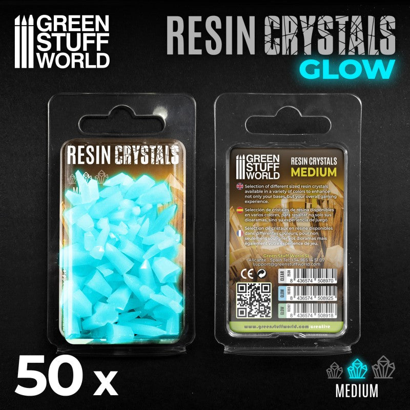 AQUA TURQUOISE GLOW Resin Crystals - Medium - Green Stuff World