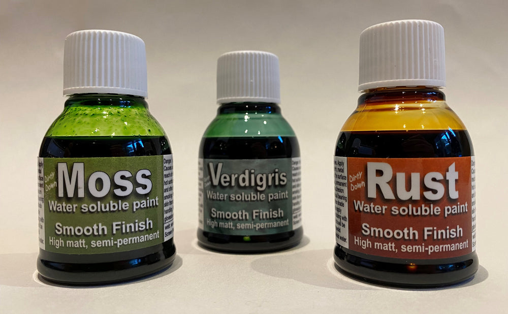Dirty Down Paint Effects 25ml - X3 COMBO PACK - RUST, VERDIGRIS, MOSS