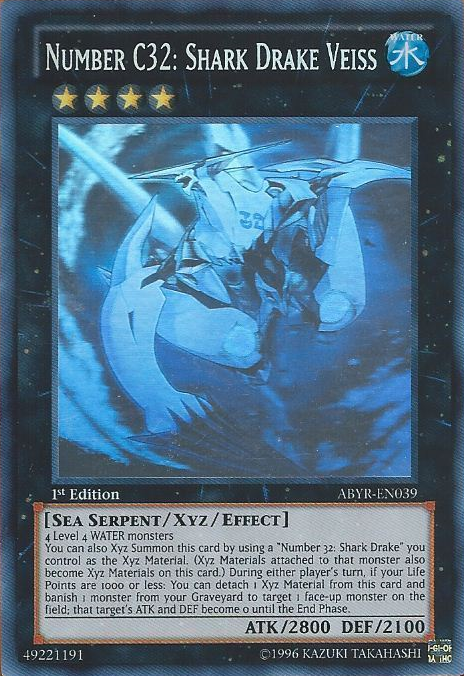 top 10 classic yugioh cards Number C32: Shark Drake Veiss [ABYR-EN039] Ghost Rare