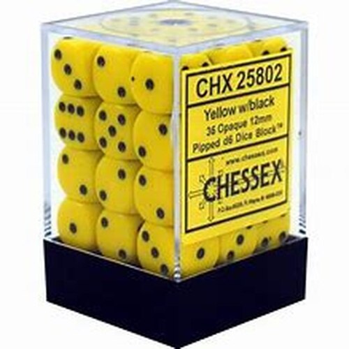 CHX 25802 Opaque 12mm d6 Yellow/Black Block (36)
