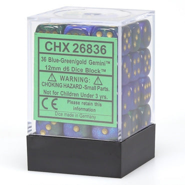 CHX 26836 Gemini 12mm d6 Blue-Green/Gold Block (36)