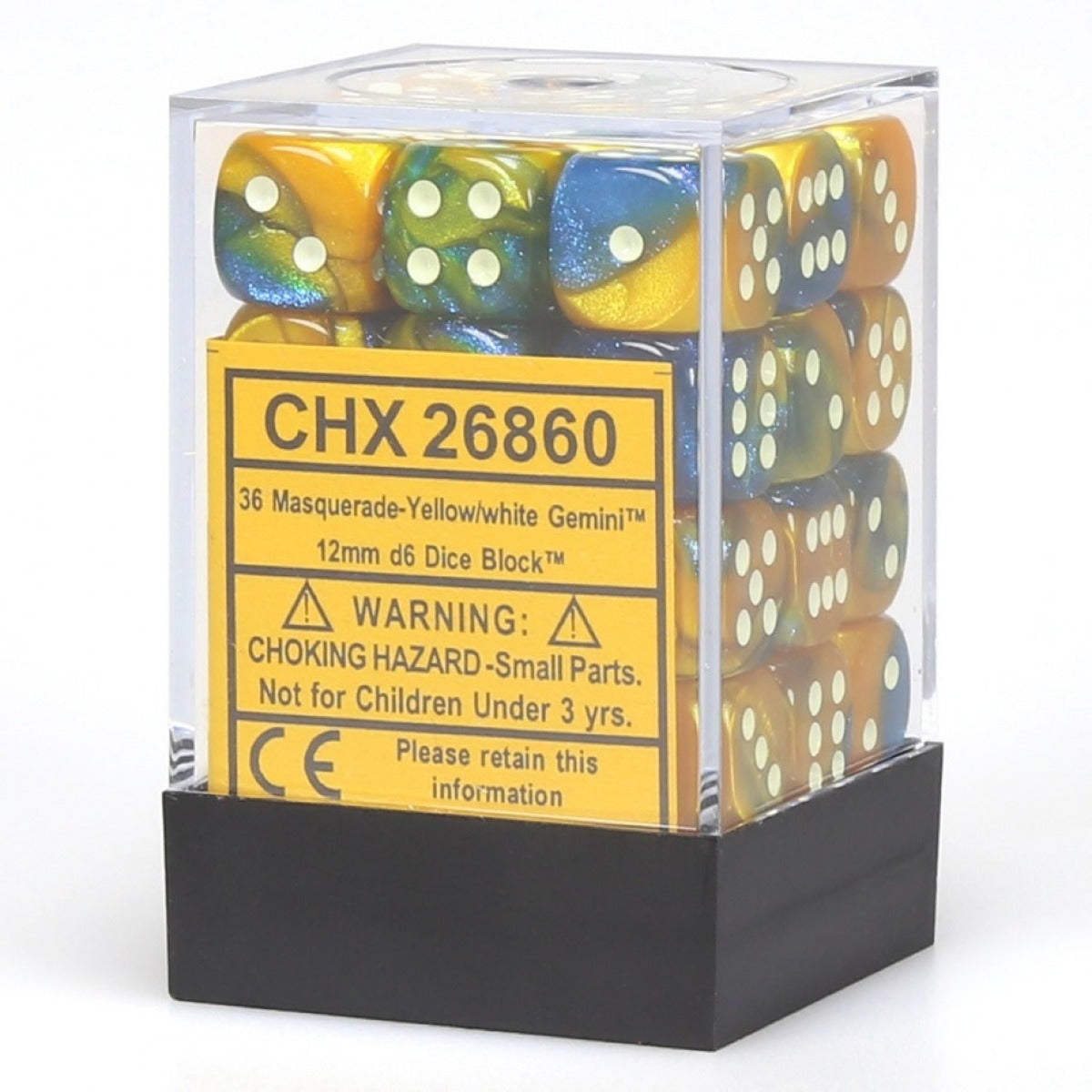 CHX 26860 Gemini 12mm d6 Masquerade Yellow/White Block (36)