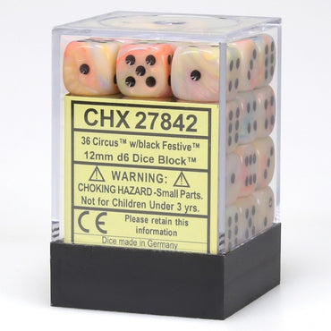 CHX 27842 Festive 12mm d6 Circus/Black Block (36)