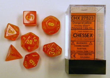 Chessex Ghostly Glow Orange/Yellow 7-Die Set CHX 27523
