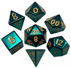 MDG 16mm Metal Polyhedral Dice Set: Turquoise