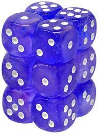 Chessex 16mm D6 Dice Block Borealis Luminary Purple/White