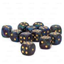Chessex 16mm D6 Dice Block Lustrous Shadow/Gold
