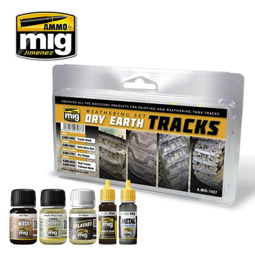 Ammo by MIG Weathering Dry Earth Tracks Weathering Set