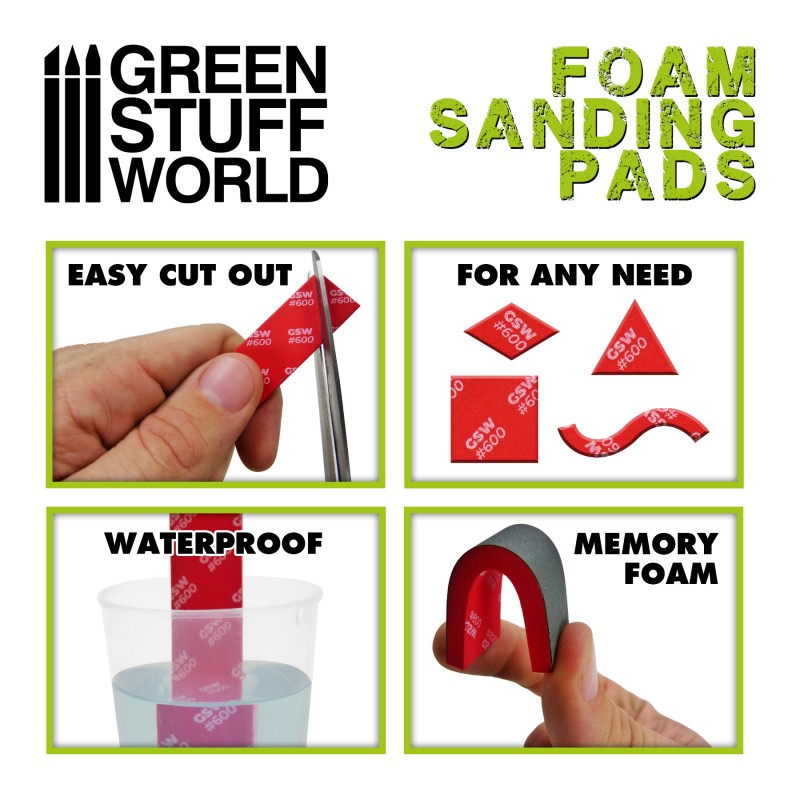 Foam Sanding Pads - FINE GRIT ASSORTMENT x20 - Green Stuff World