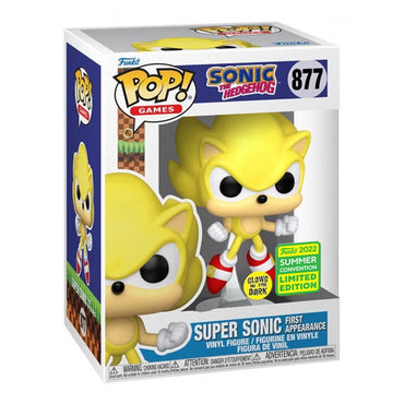 Super Sonic First Appearance (Glow in the Dark 2022 Summer Convention Exclusive) #877 Sonic the Hedgehog Pop! Vinyl