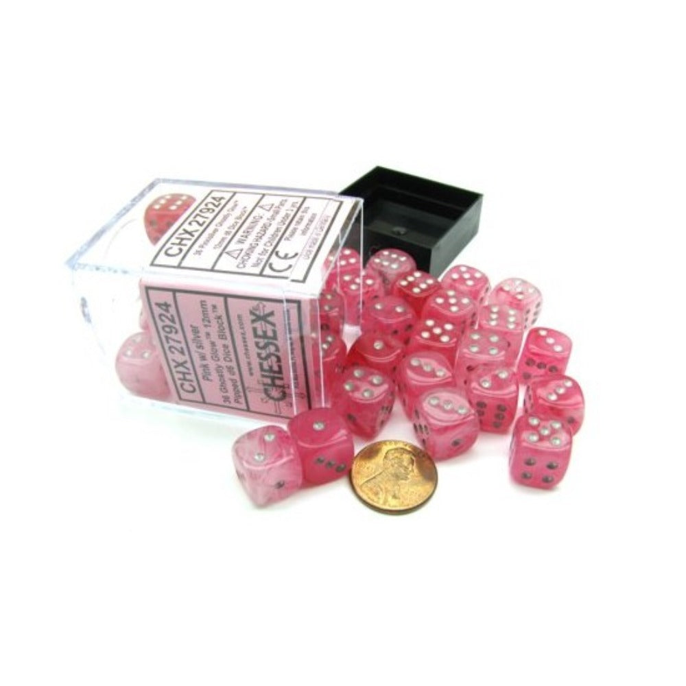 CHX 27924 Ghostly Glow 12mm d6 Pink/Silver Block (36)