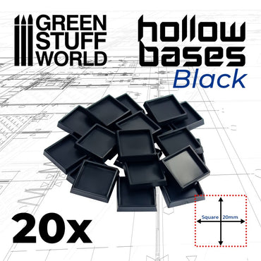 Hollow Plastic Bases - Square 20 mm - Green Stuff World
