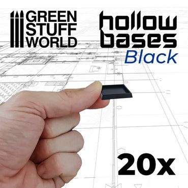 Hollow Plastic Bases - Square 20 mm - Green Stuff World