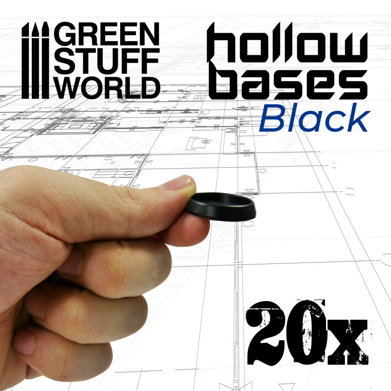 Hollow Plastic Bases - BLACK 25mm - Green Stuff World