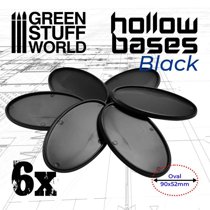 Hollow Plastic Bases - BLACK Oval 90x52mm - Green Stuff World