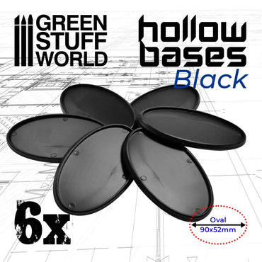Hollow Plastic Bases - BLACK Oval 90x52mm - Green Stuff World
