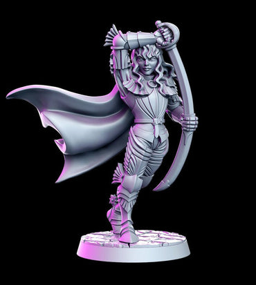 Griphon "Griffith" - Age of Darkness Female Fighter D&D 3D Resin Printed 32mm Miniature - Green Wildling Miniatures