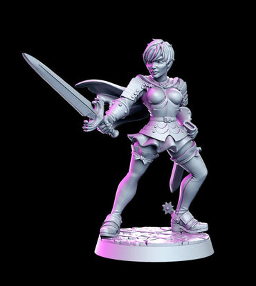 Cleto - Female Fighter Age of Darkness D&D 3D Resin Printed 32mm Miniature - Green Wildling Miniatures
