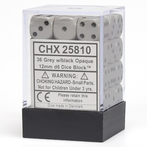 CHX 25810 Opaque 12mm d6 Dark Grey/Black Block (36)