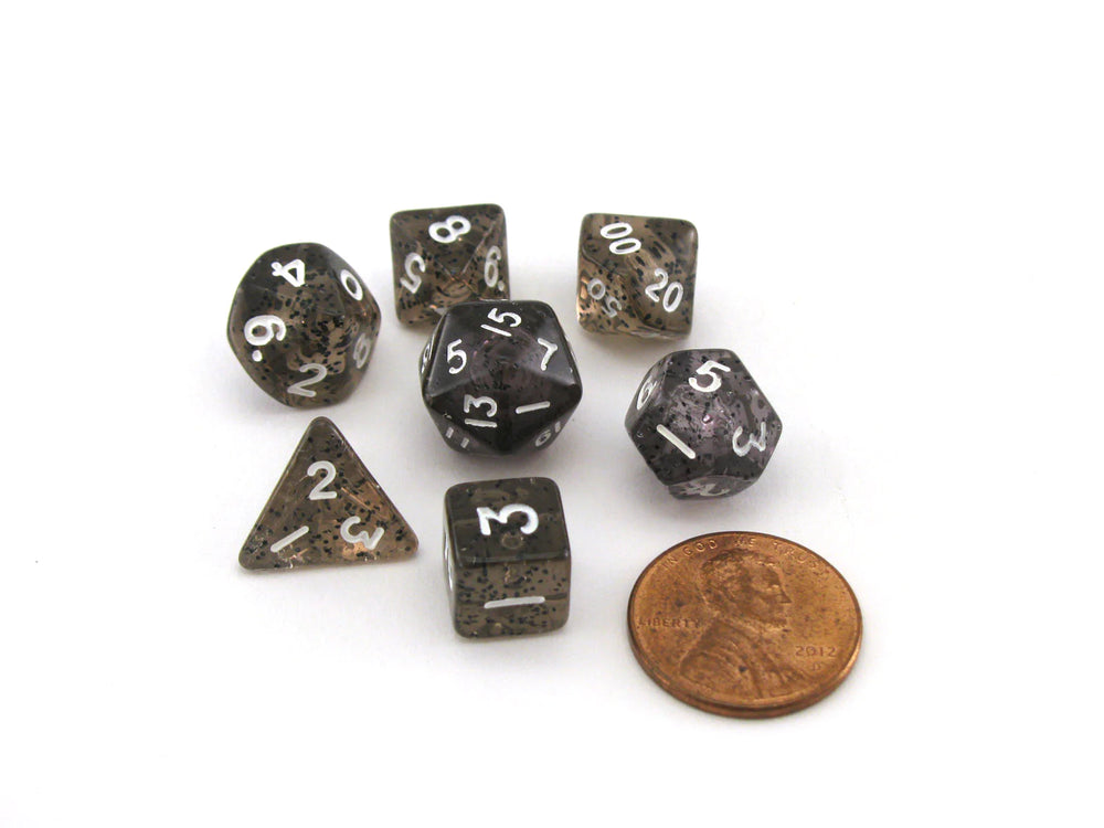 Mini Polyhedral Dice Set: ethereal Black