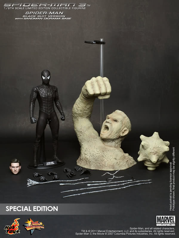 Spider-Man [Black Suit Version] with Sandman Diorama Base (MMS 165 Hot Toys)