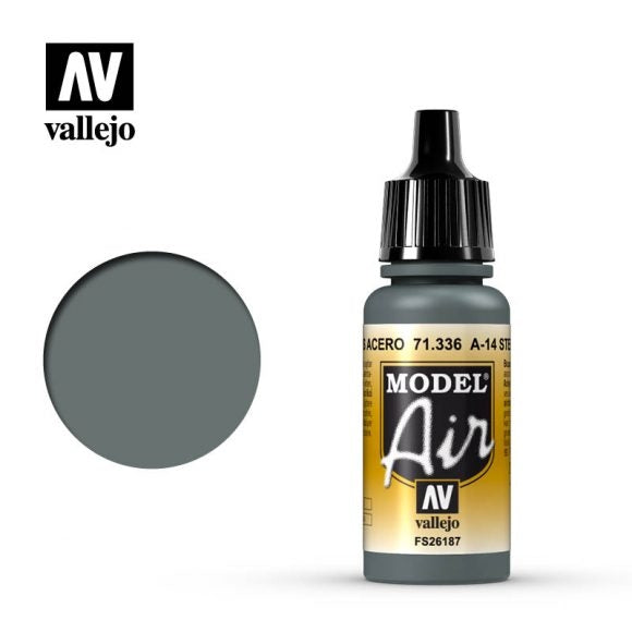 Vallejo Model Air - A14 Steel Grey 17ml Acrylic Paint