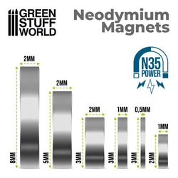 Neodymium Magnets 2x1mm - 50 units (N35) - Green Stuff World