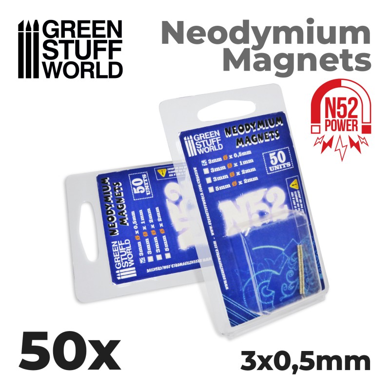 Neodymium Magnets 3x0'5mm - 50 units (N52) - Green Stuff World