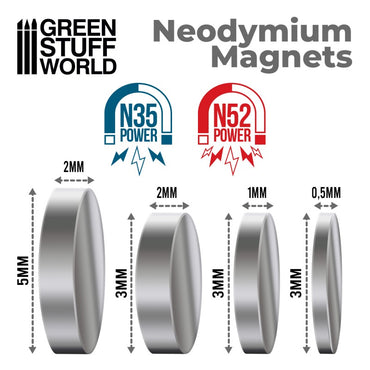Neodymium Magnets 3x0'5mm - 50 units (N52) - Green Stuff World