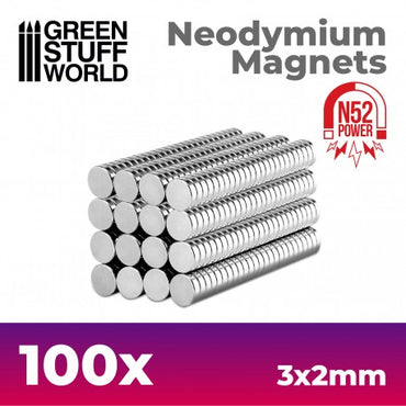 Neodymium Magnets 3x2mm - 100 units (N52) - Green Stuff World