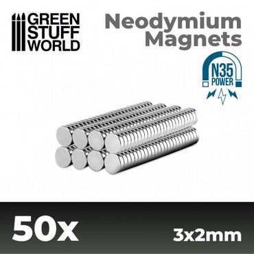 Neodymium Magnets 3x2mm - 50 units  (N35) - Green Stuff World