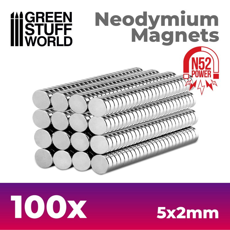 Neodymium Magnets 5x2mm - 100 units (N52) - Green Stuff World