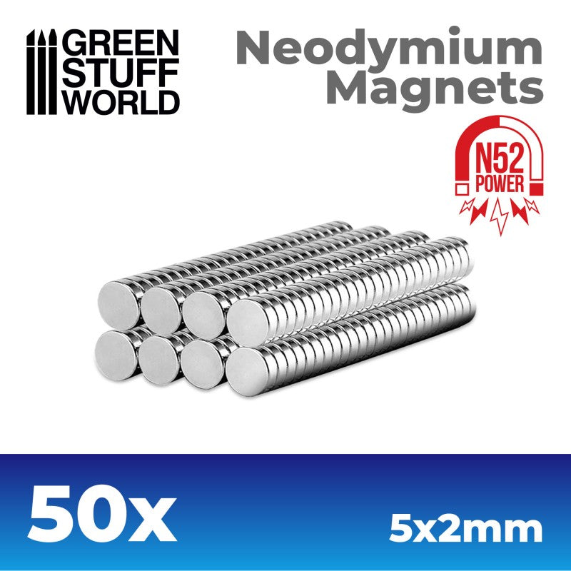 Neodymium Magnets 5x2mm - 50 units (N52) - Green Stuff World