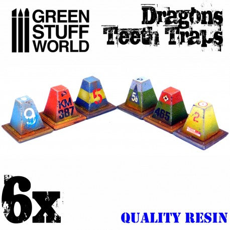 6x Resin Dragon Teeth Traps for Tanks - Green Stuff World