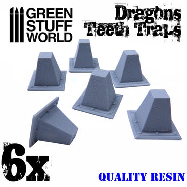 6x Resin Dragon Teeth Traps for Tanks - Green Stuff World