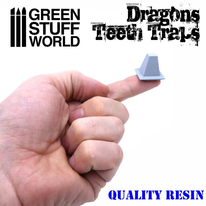 6x Resin Dragon Teeth Traps for Tanks - Green Stuff World