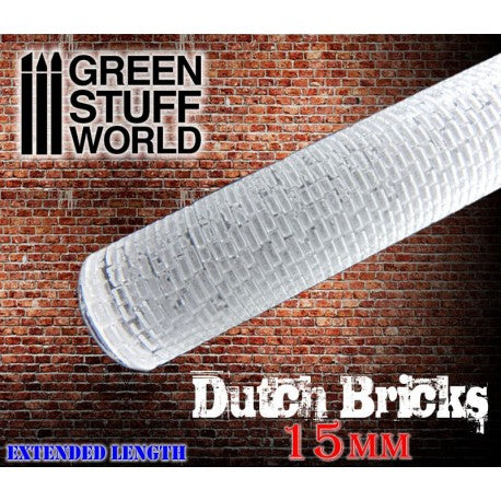 Textured Rolling Pin - Dutch Bricks 15mm - Green Stuff World Roller