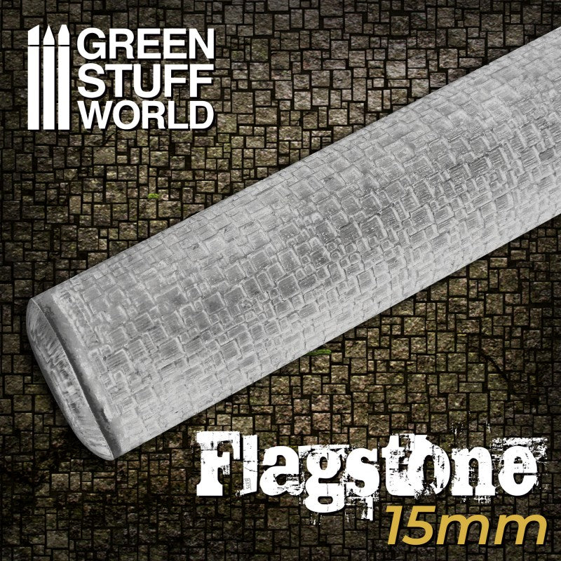 Textured Rolling Pin - Flagstone 15mm - Green Stuff World Roller
