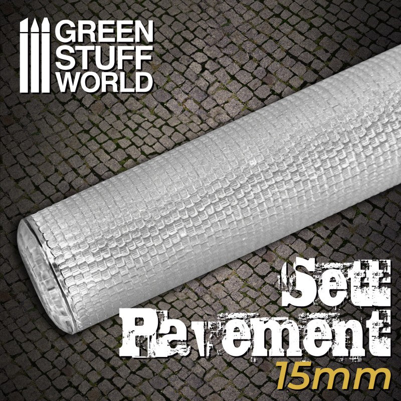 Textured Rolling Pin - Sett Pavement 15mm - Green Stuff World Roller