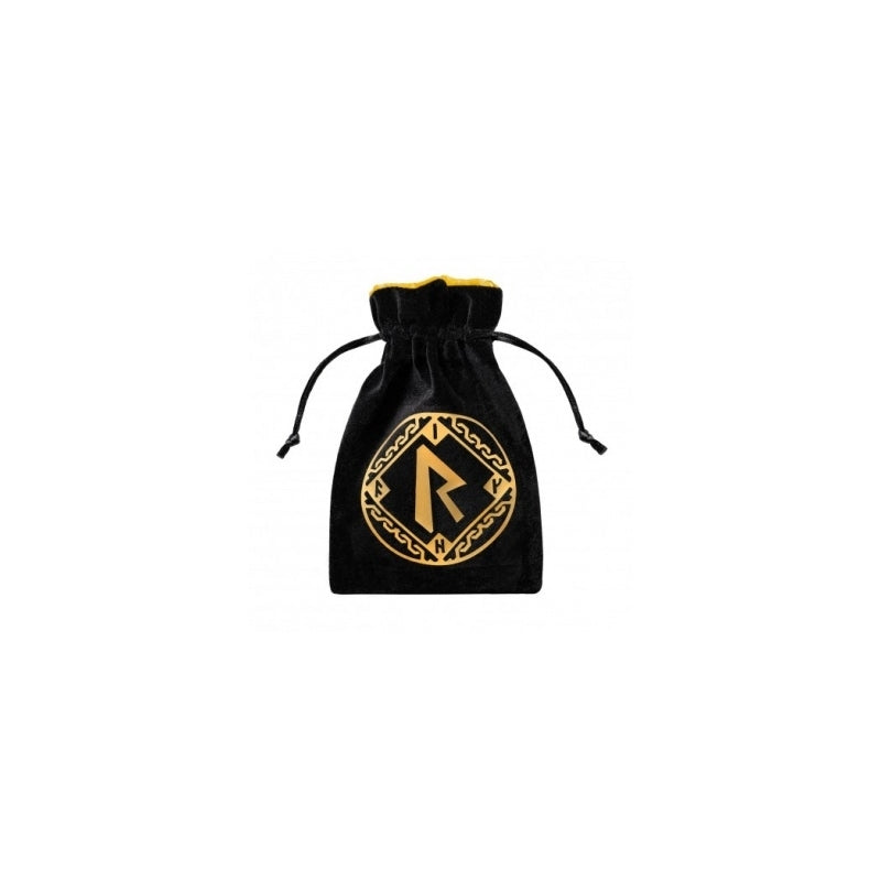 Runic Velour (Black/Gold) Dice Bag - Q Workshop