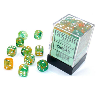 Chessex 12mm D6 Dice Block Nebula Spring/White w/Luminary