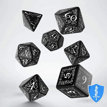 Q Workshop Elvish Black & White Dice Set 7
